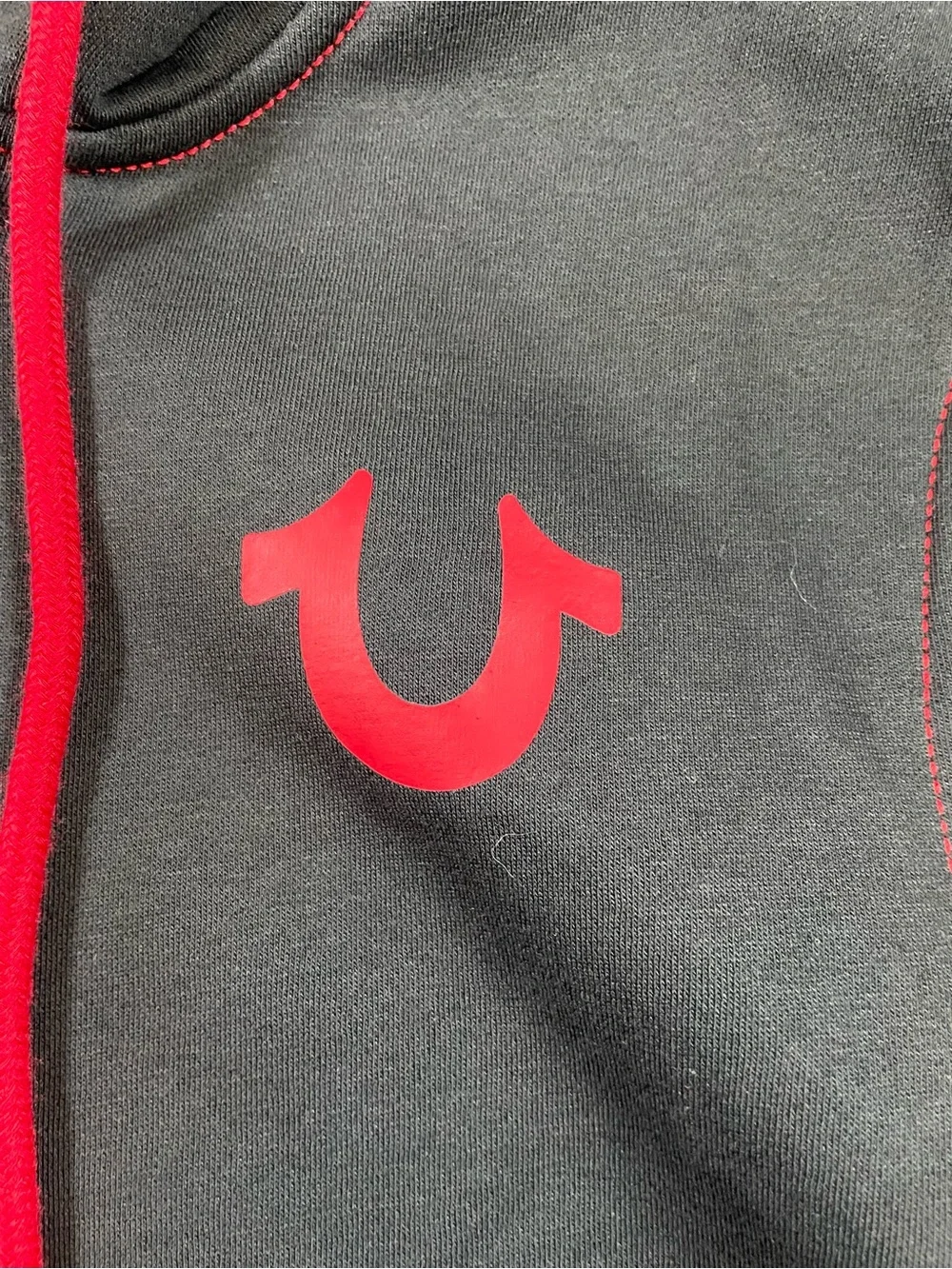 True Religion Black Hoodie with Red Logo